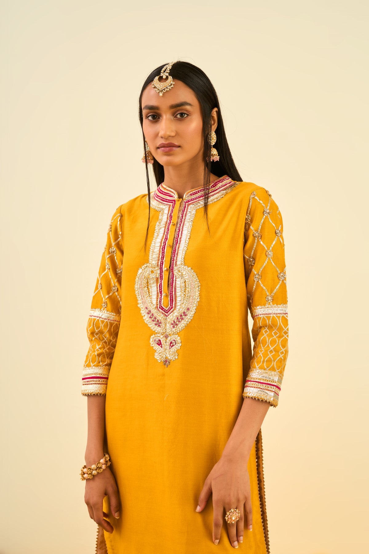 Aminah Glaze Mustard kurta with dhoti