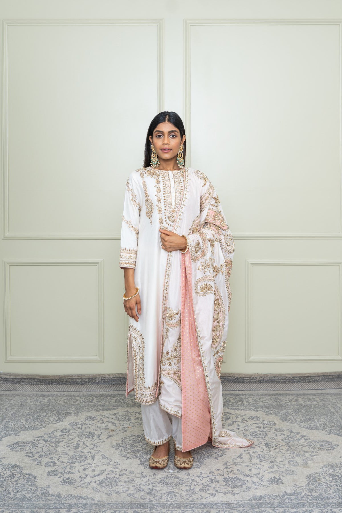 Aalaya - A-Line kurta with dogri salwar  with odhni