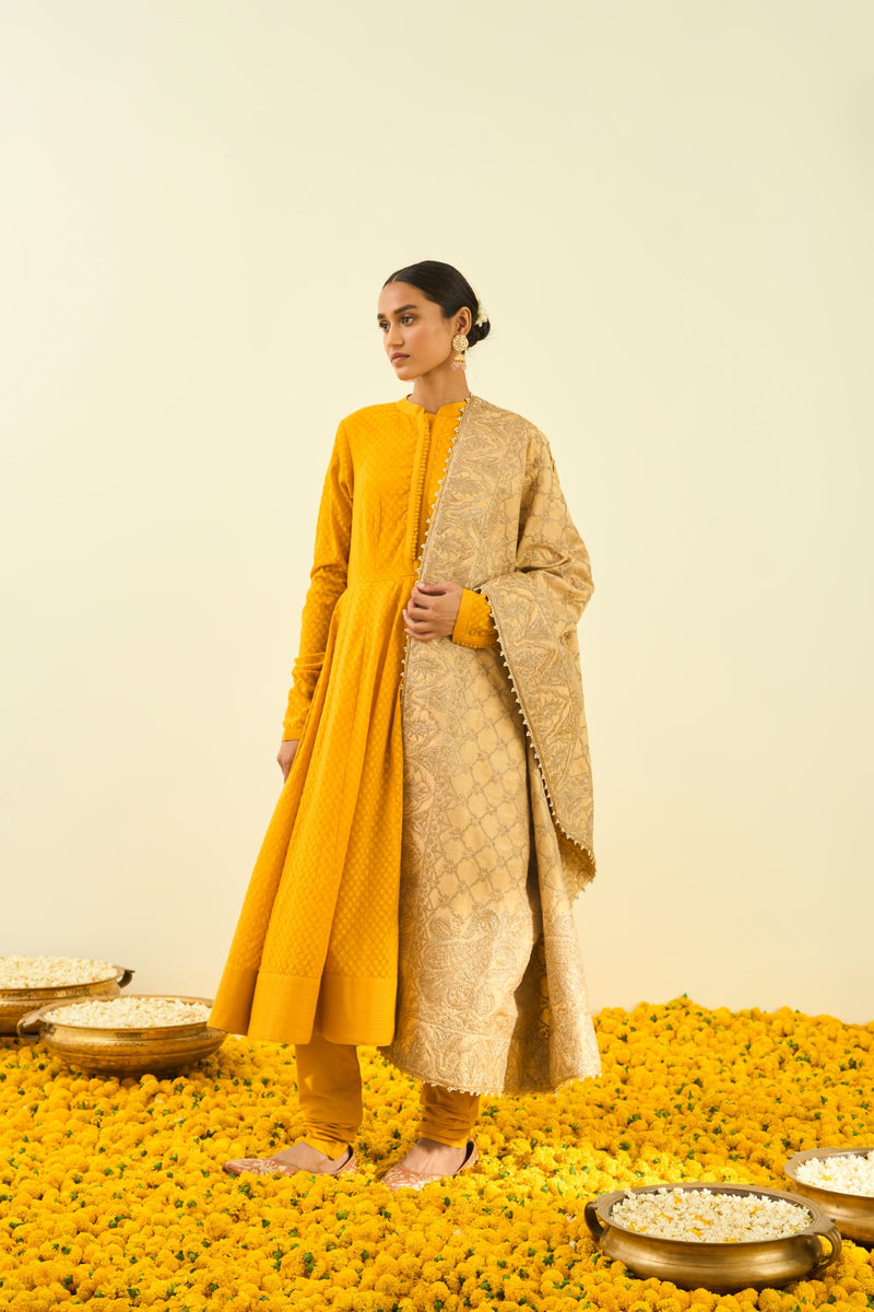 Gold Tilla Embroidery Odhni