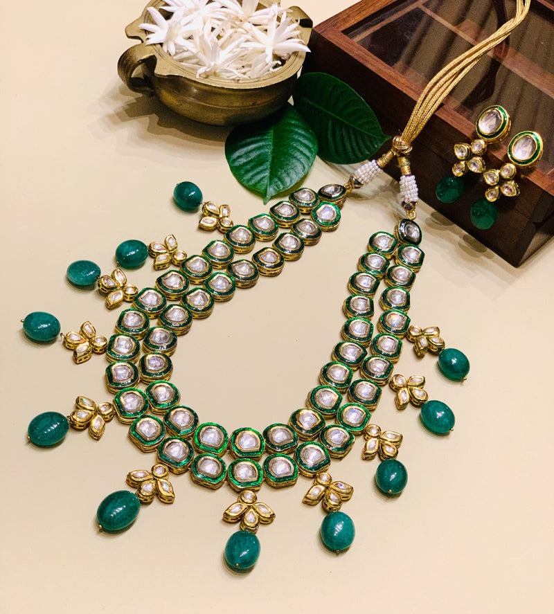 Inaya - Emerald Green Kundan Polki Set