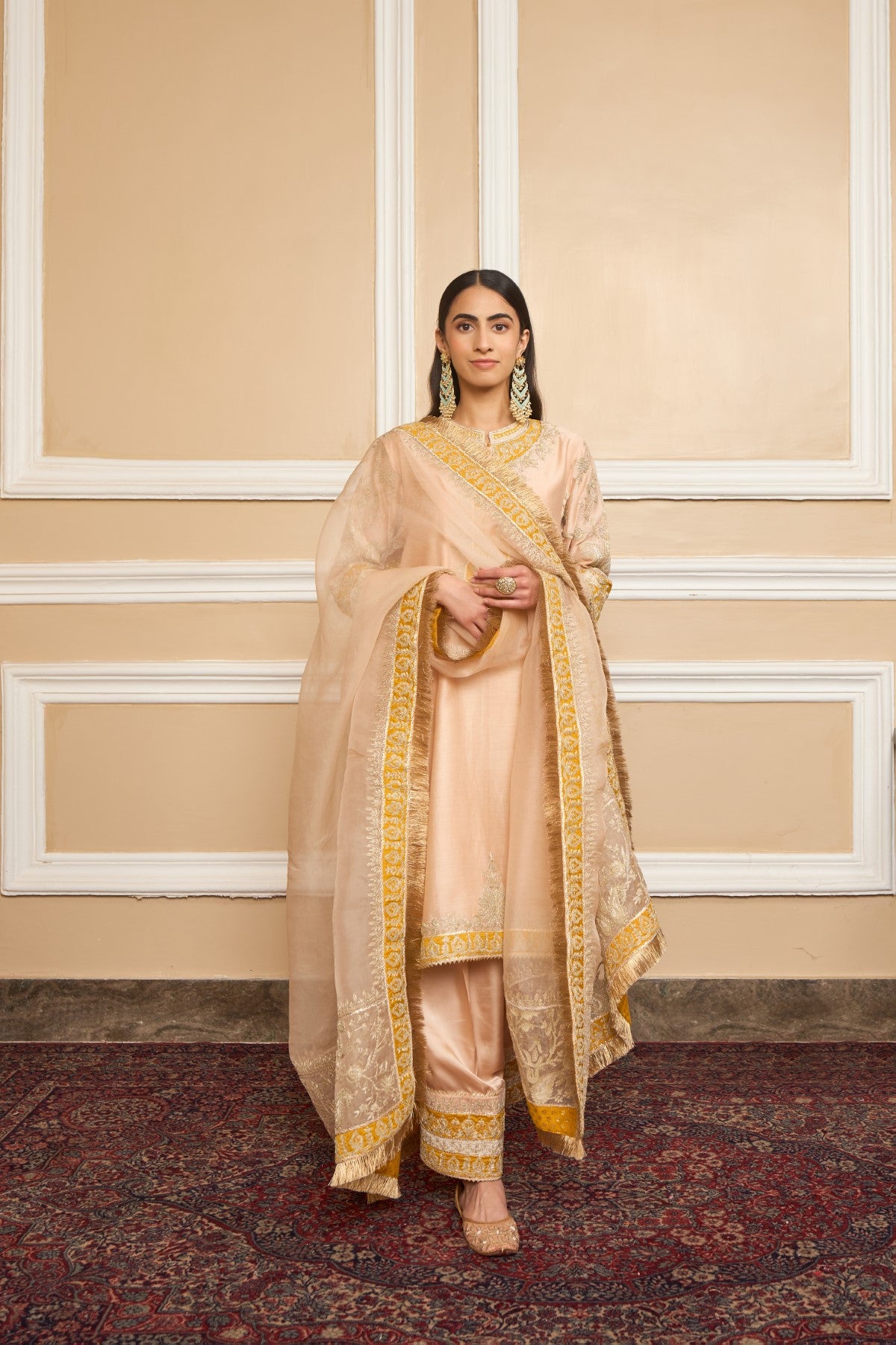 RESHAM - ROSEPINK SHORT KURTA WITH SALWAR AND DUPATTA