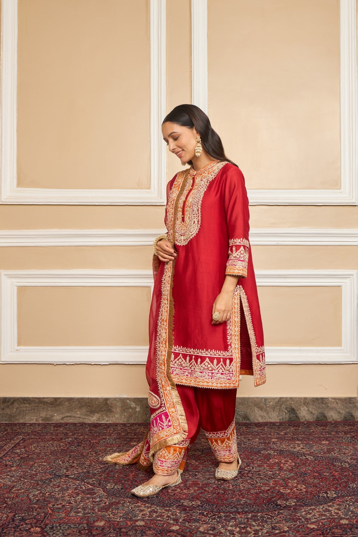 Yashika Khatri In AFSAANA - DEEP RED SHORT KURTA WITH SALWAR AND DUPATTA