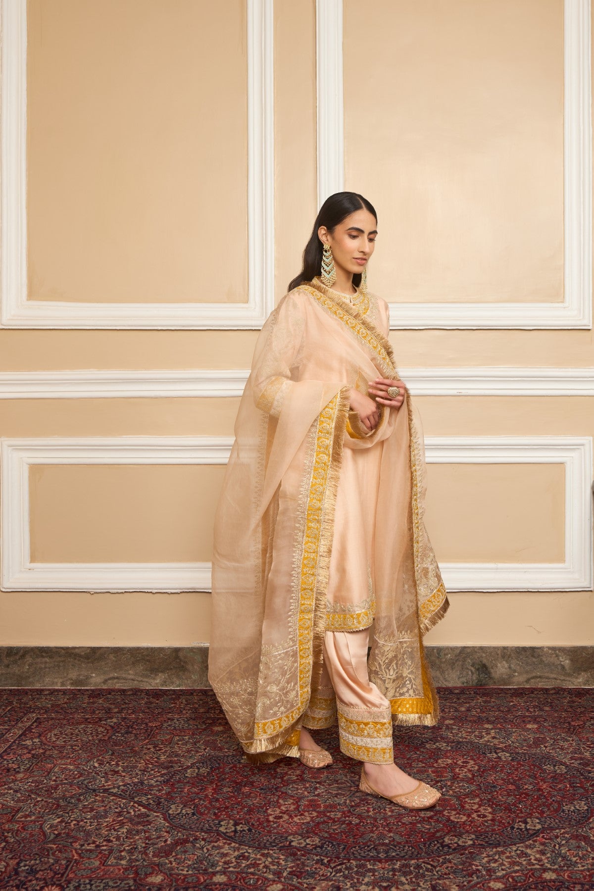 RESHAM - ROSEPINK SHORT KURTA WITH SALWAR AND DUPATTA