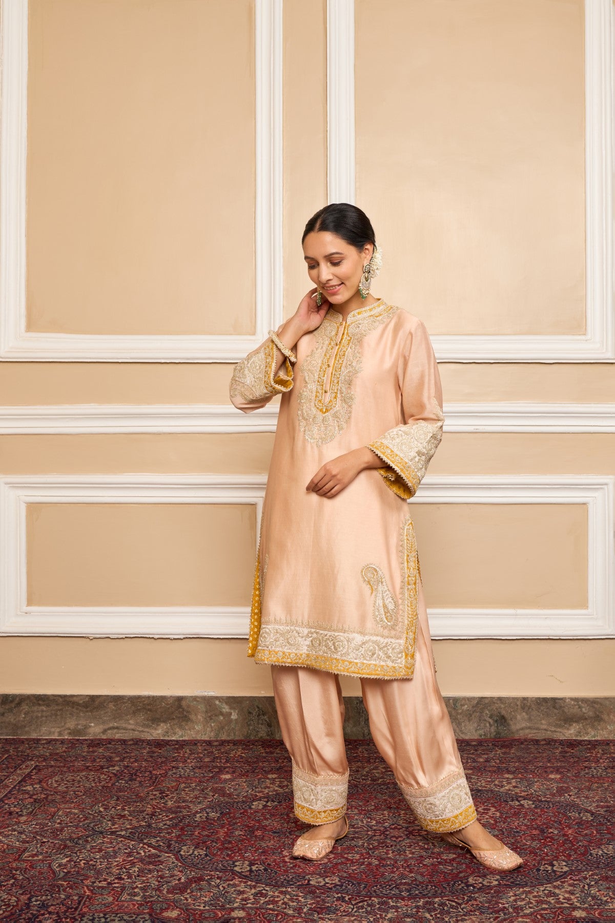 SABAA - ROSEPINK SHORT KURTA WITH SALWAR AND DUPATTA