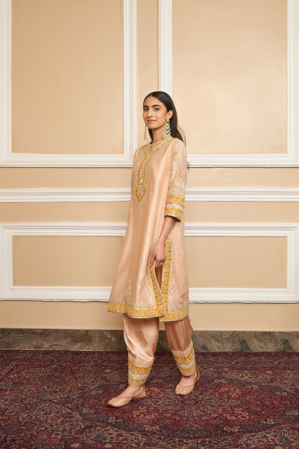 RESHAM - ROSEPINK SHORT KURTA WITH SALWAR AND DUPATTA