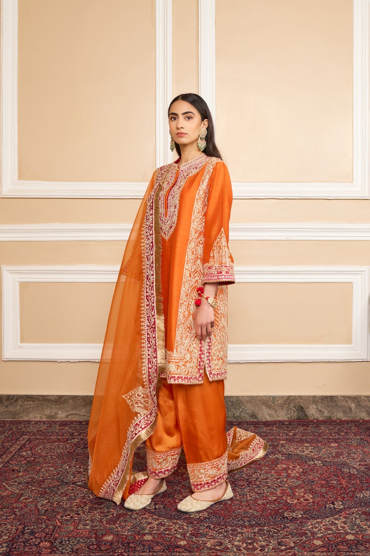 Chandni Girdhar In NAAYAAB - ORANGE SHORT KURTA WITH SALWAR AND DUPATTA