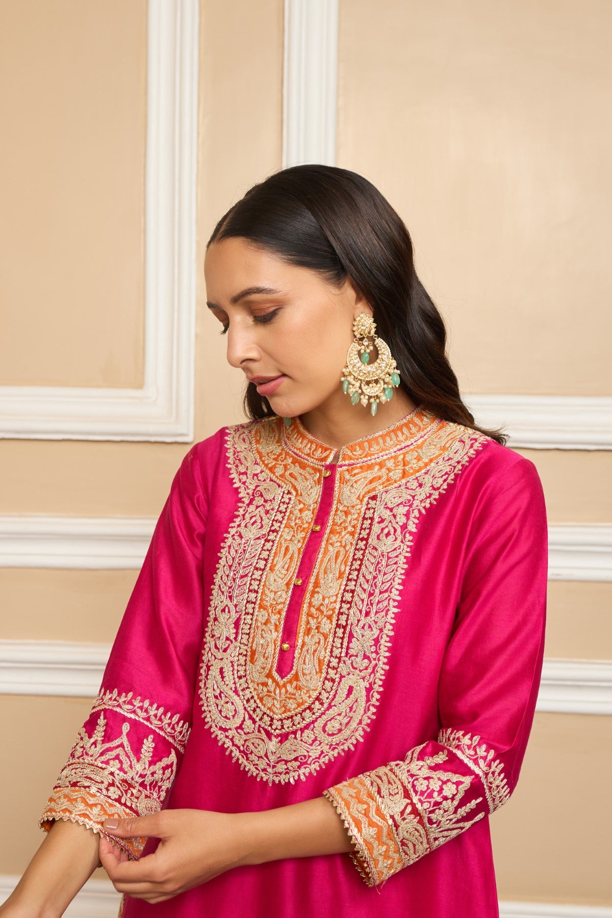 AFSAANA - HOTPINK SHORT KURTA WITH SALWAR AND DUPATTA