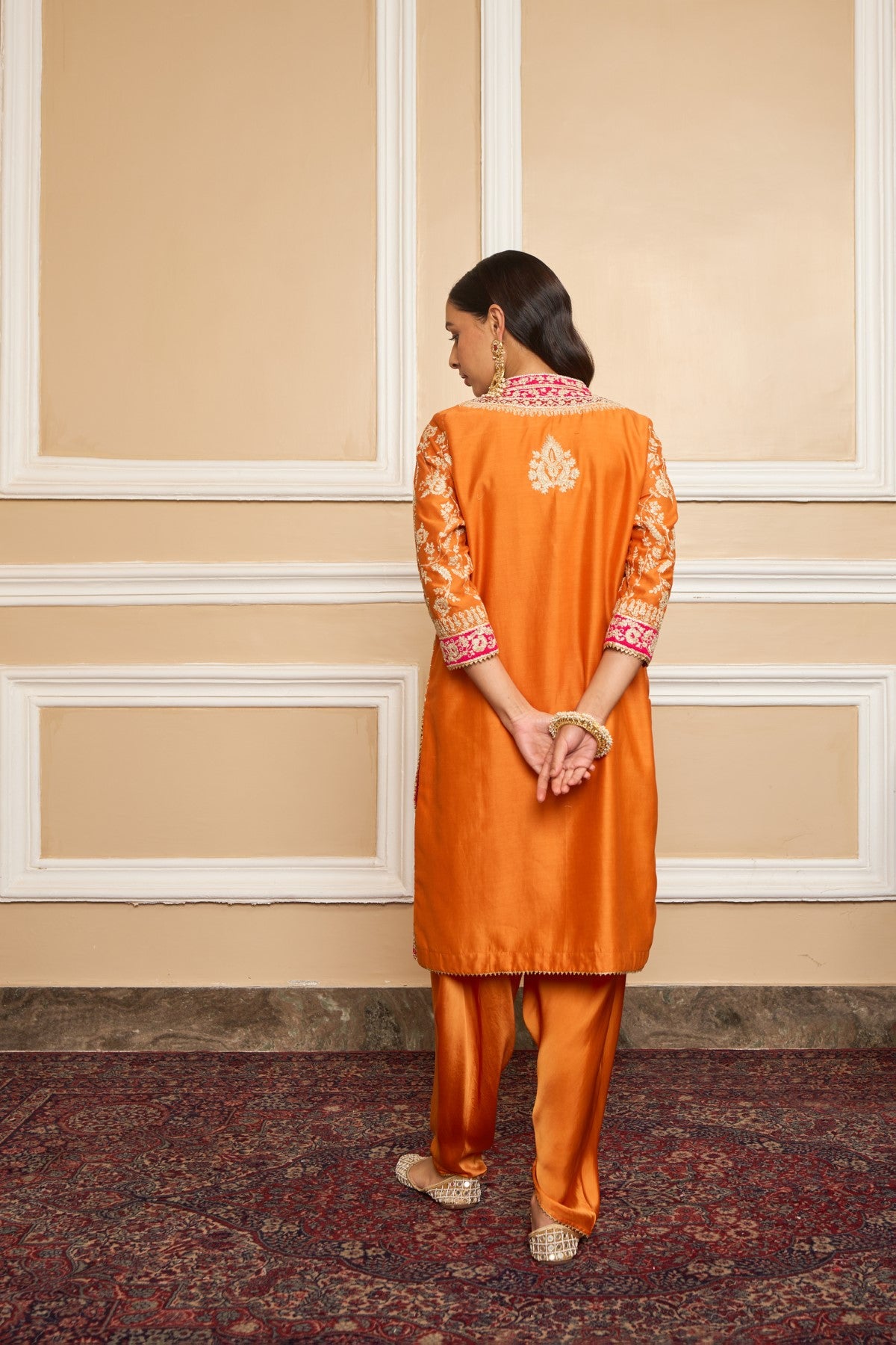 MEHNOOR - ORANGE KURTA WITH DHOTI