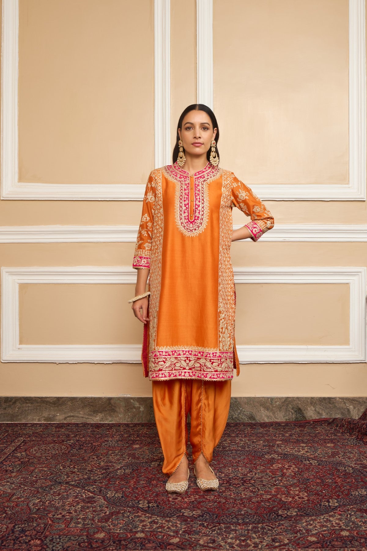 MEHNOOR - ORANGE KURTA WITH DHOTI