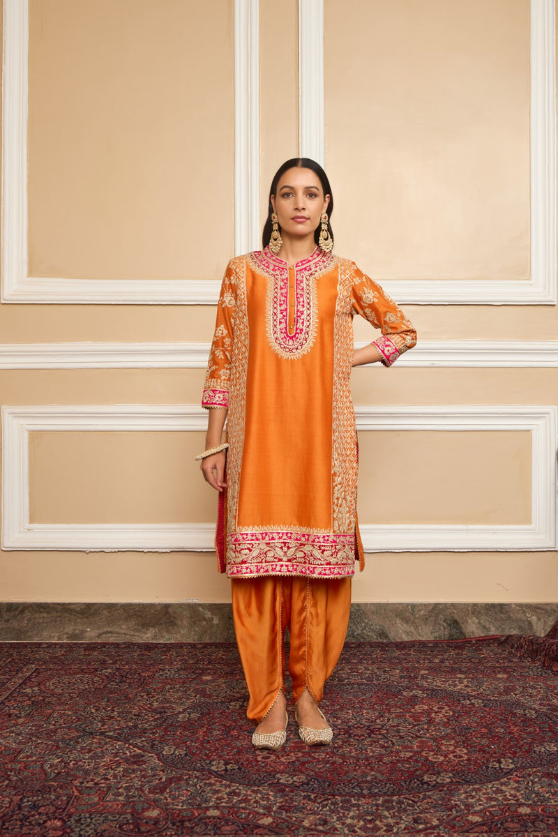 MEHNOOR - Orange KURTA WITH DHOTI
