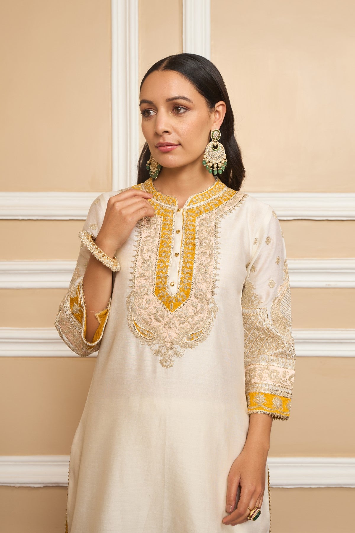 MYREEN - DAISY IVORY KURTA WITH DHOTI (RTS)