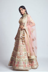 Parinaaz- Daisy Ivory & Blush Pink parsi & dabka zardozi embroidered lehenga