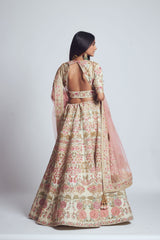 Parinaaz- Daisy Ivory & Blush Pink parsi & dabka zardozi embroidered lehenga