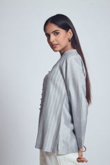 Irhaa - Classy Grey Chanderi Silk Short Kurta
