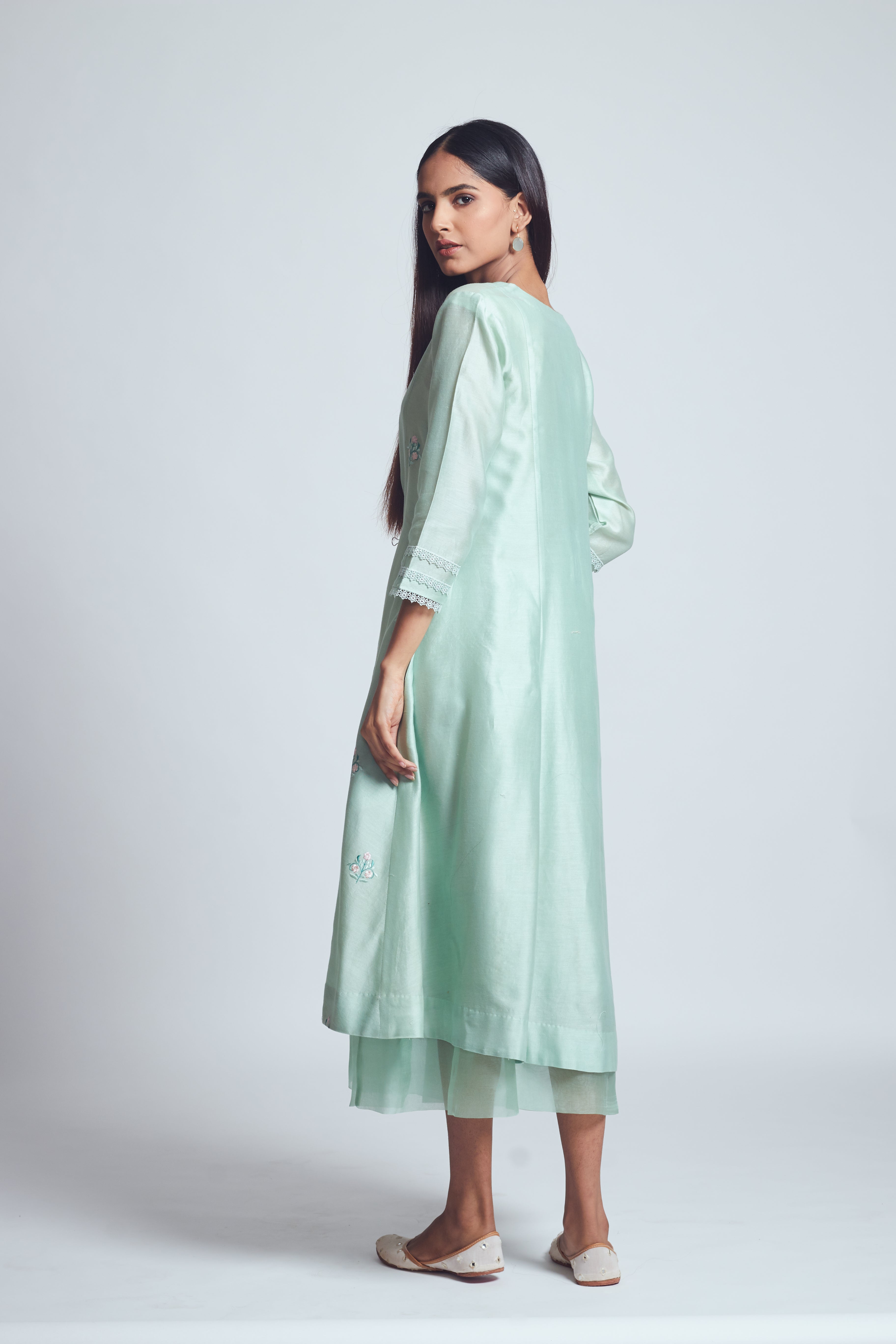 Amna- Sage green princess cut summer dress