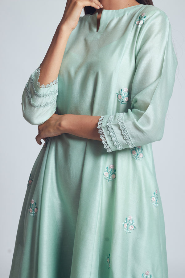 Amna- Sage green princess cut summer dress