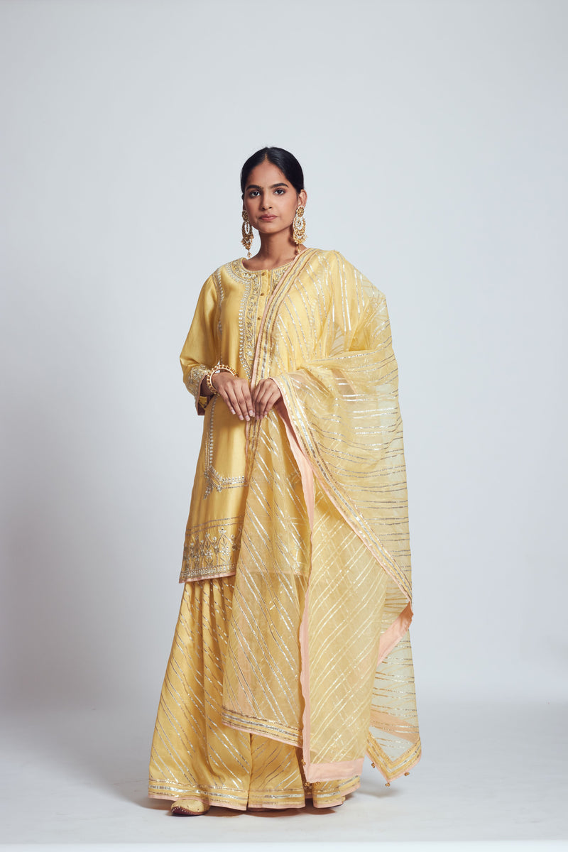 Rizwanaa- Happy yellow chanderi silk ensemble
