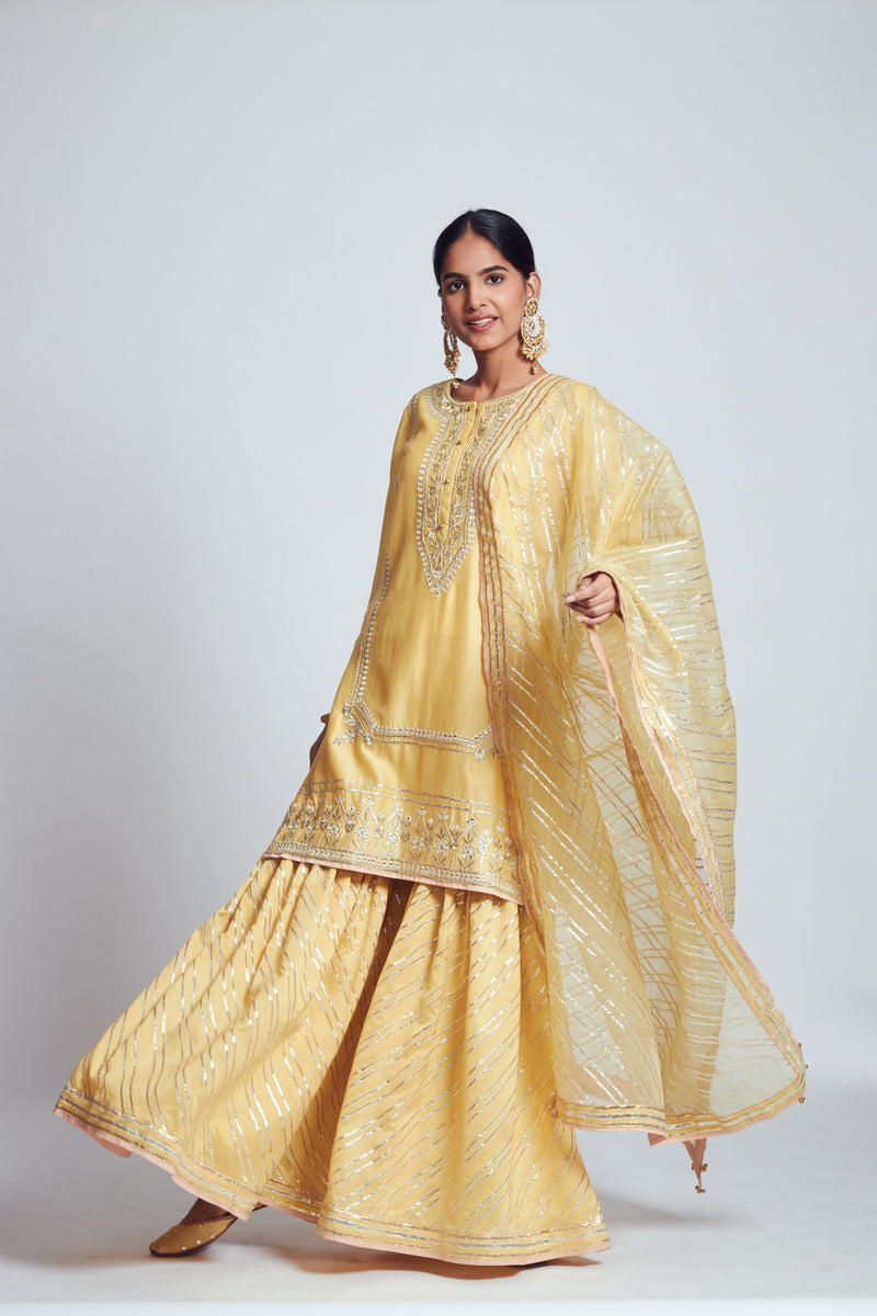 Rizwanaa- Happy yellow chanderi silk ensemble