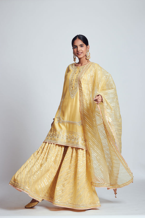 Rizwanaa- Happy yellow chanderi silk ensemble