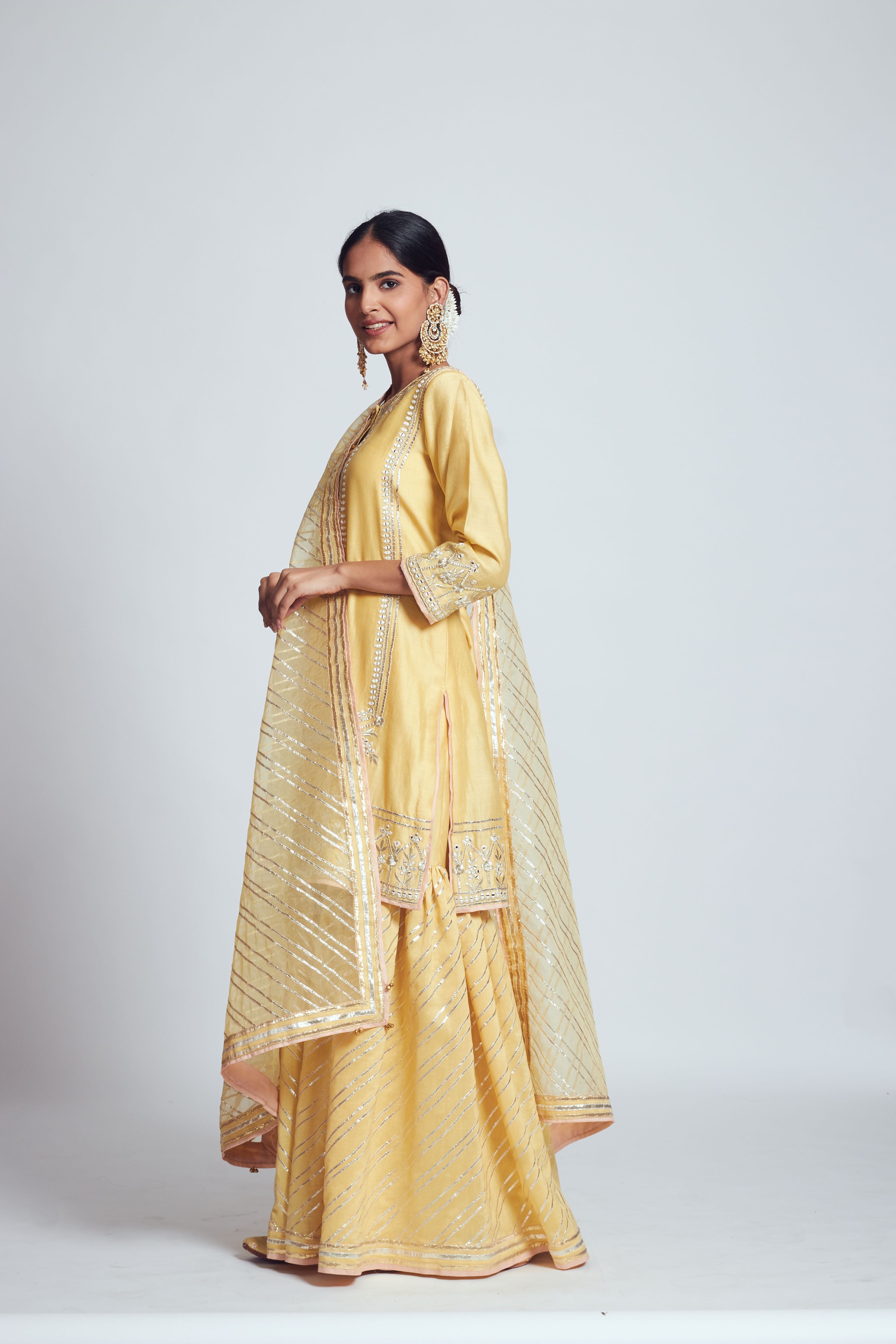 Rizwanaa- Happy yellow chanderi silk ensemble