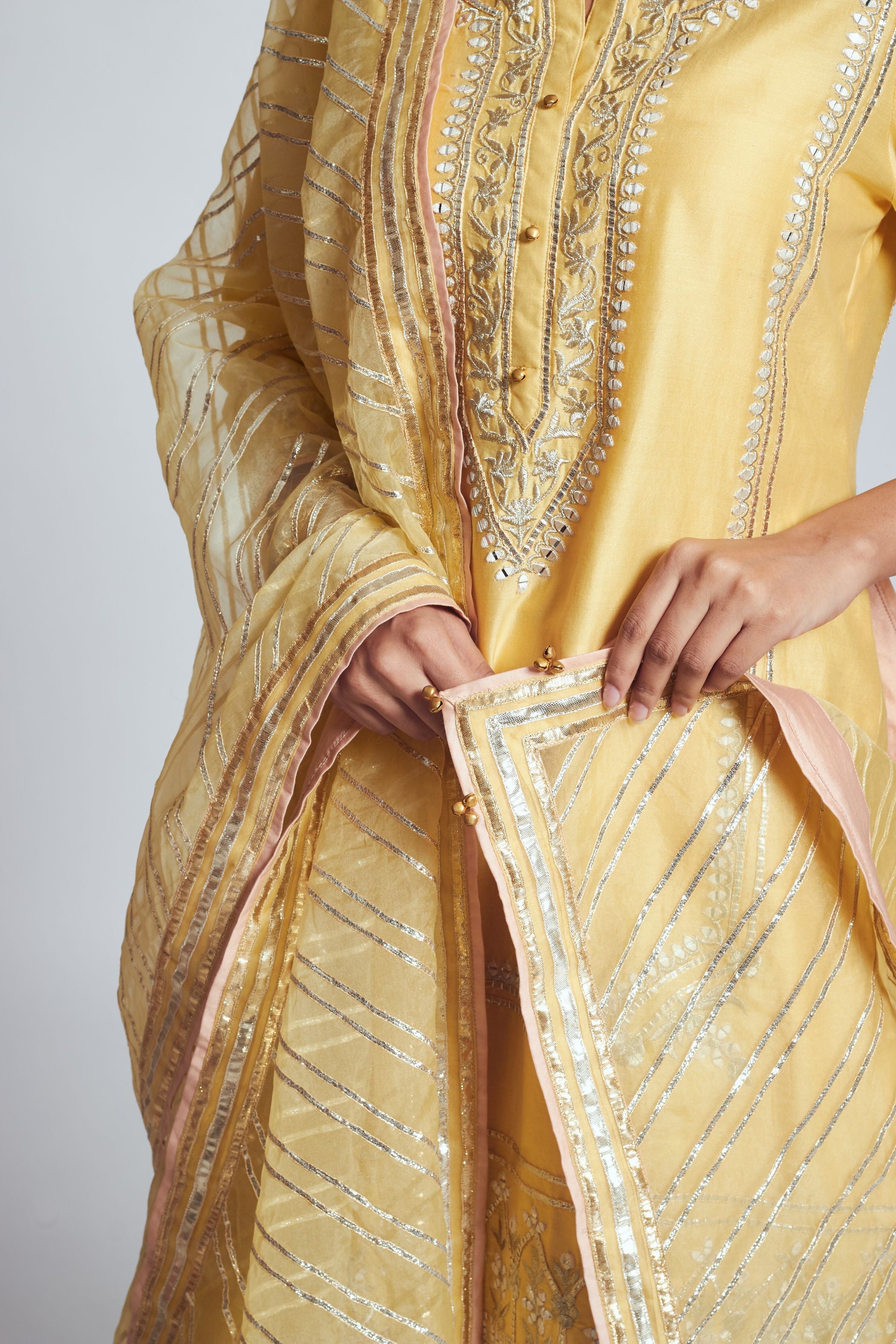 Rizwanaa- Happy yellow chanderi silk ensemble