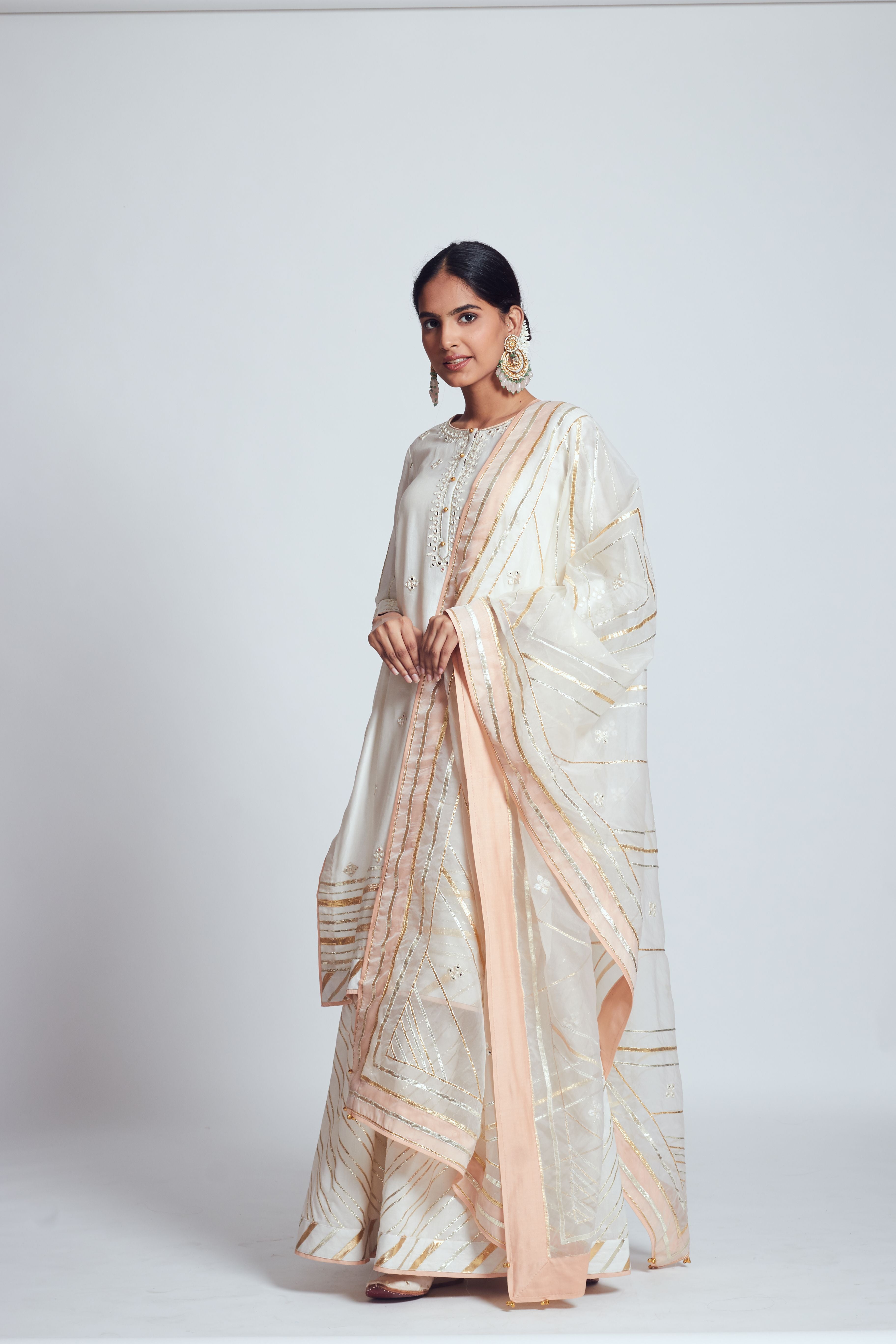 Rehnuma- Daisy ivory chanderi silk ensemble