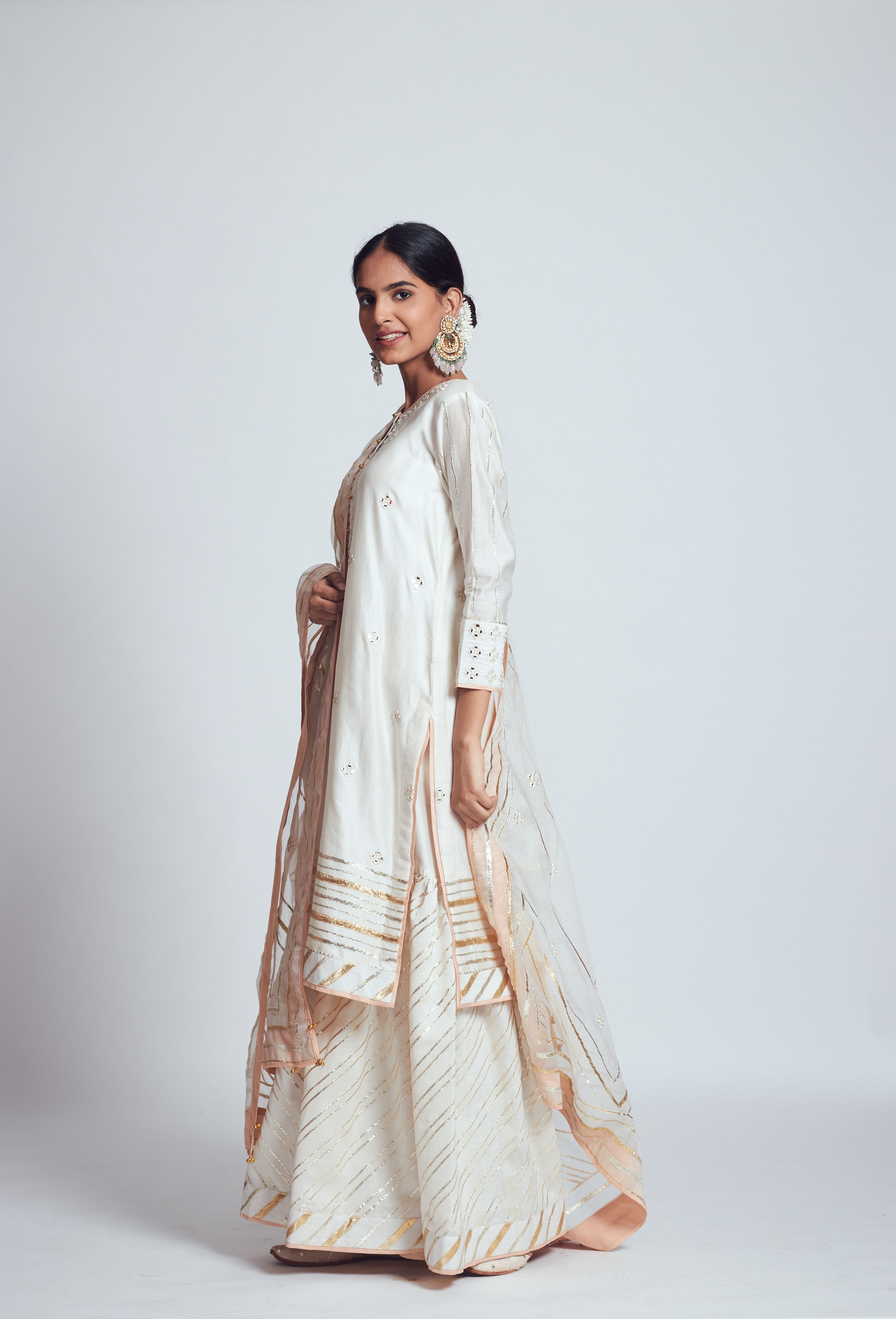 Rehnuma- Daisy ivory chanderi silk ensemble