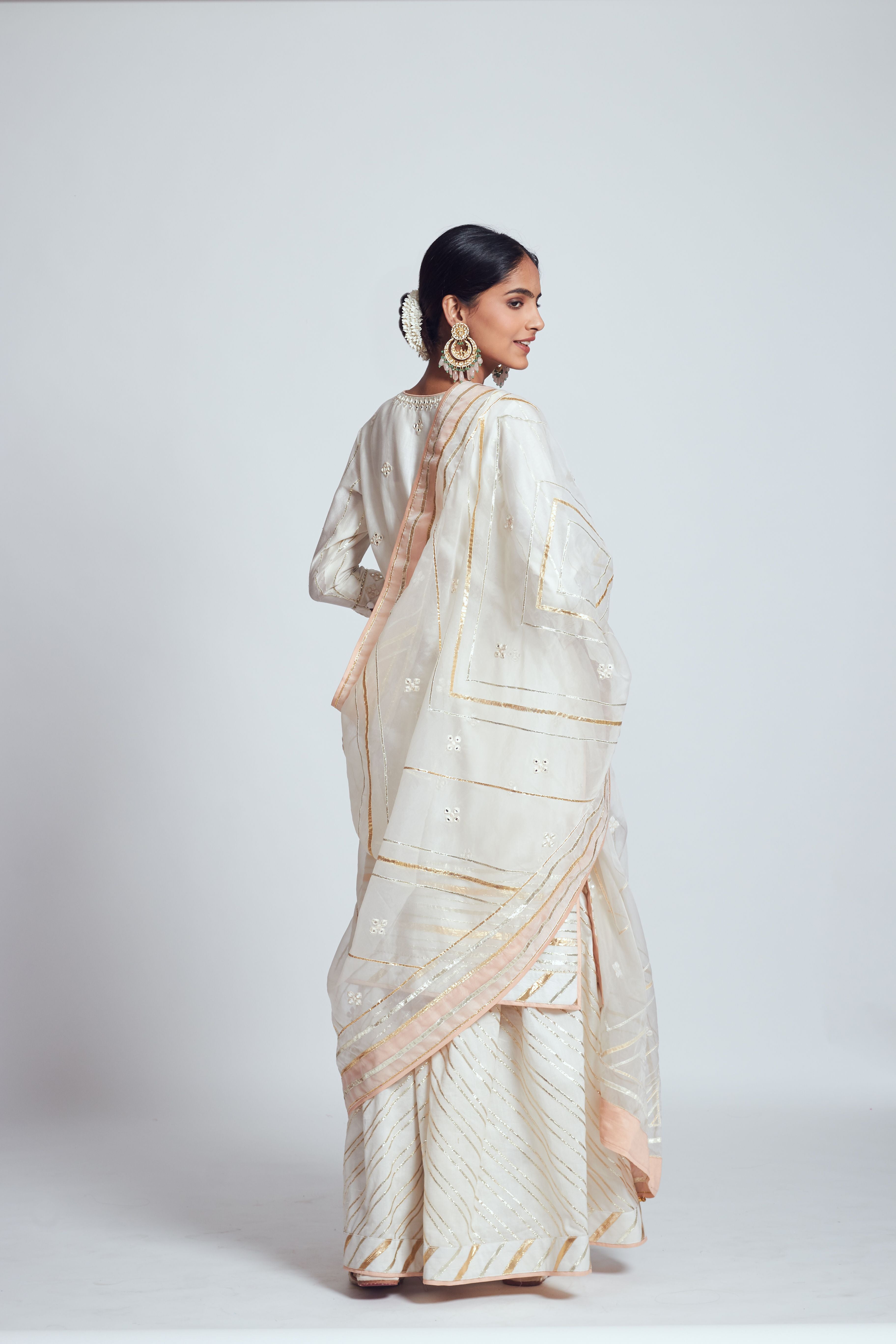 Rehnuma- Daisy ivory chanderi silk ensemble