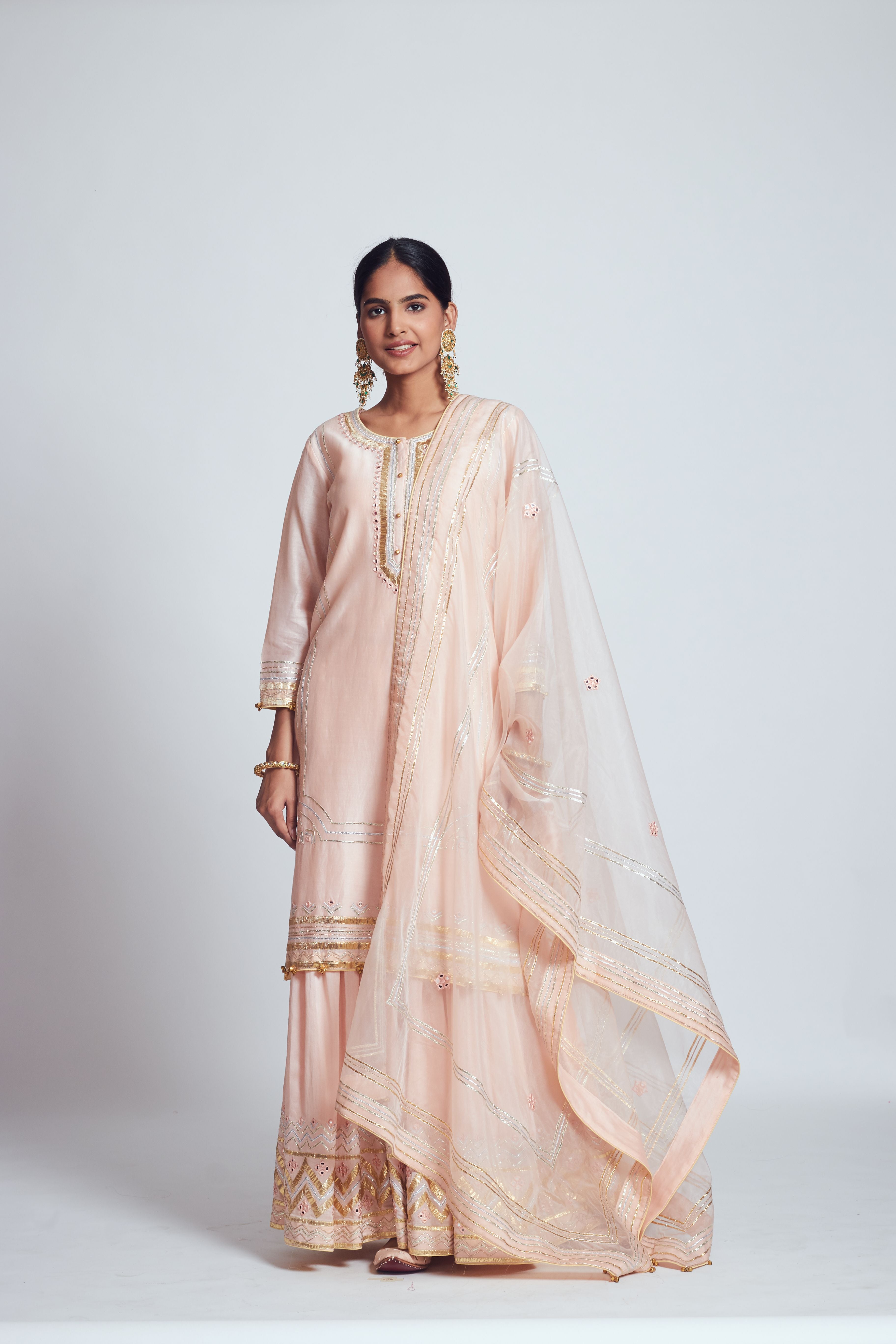 Rukshana- Blush rose pink chanderi silk ensemble