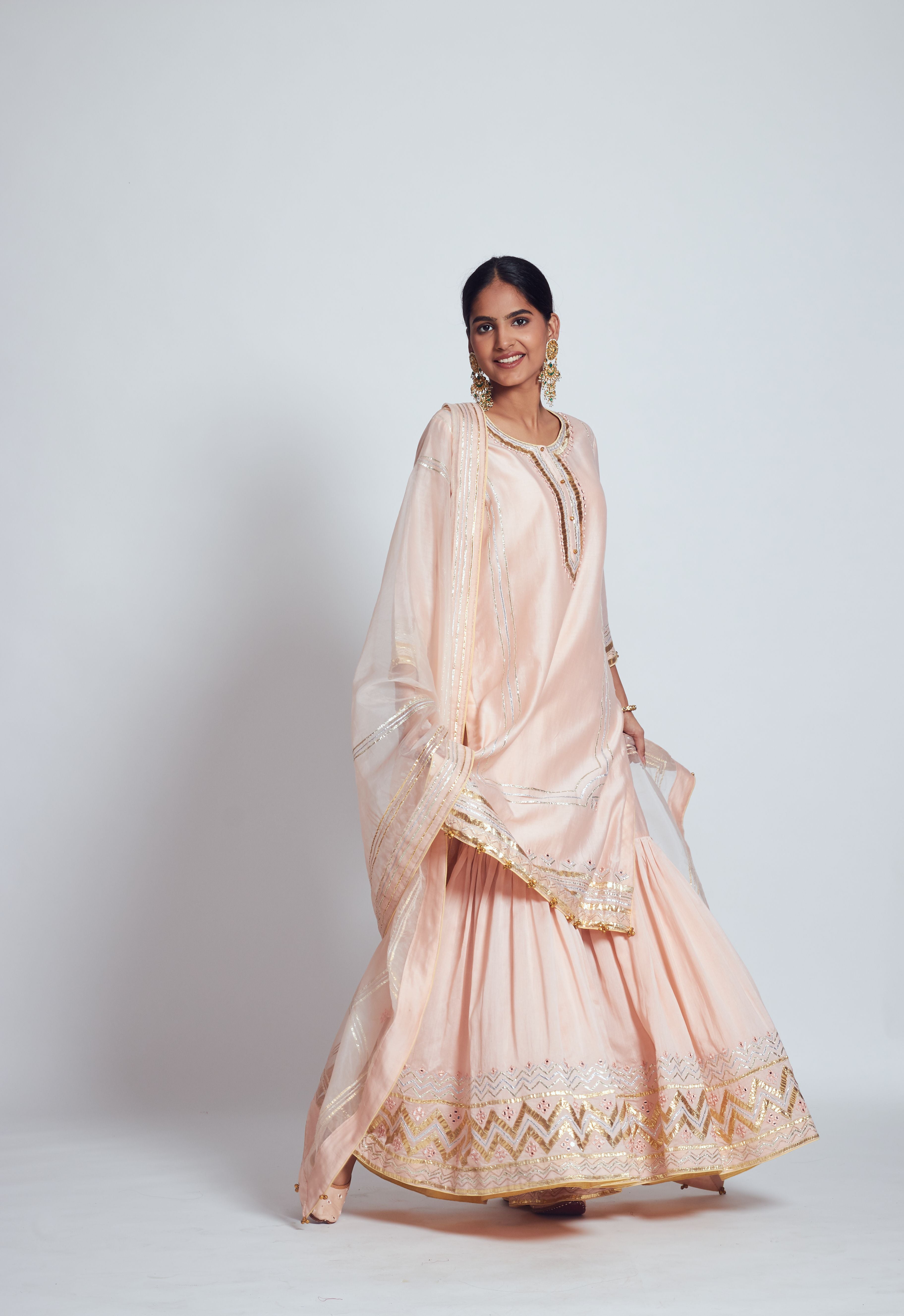 Rukshana- Blush rose pink chanderi silk ensemble