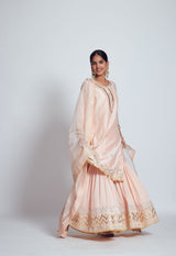 Rukshana- Blush rose pink chanderi silk ensemble