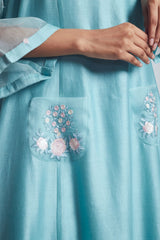 AYSA- Teal blue princess cut style summer dress