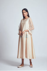AYSA-Soft beige twin layer summer dress