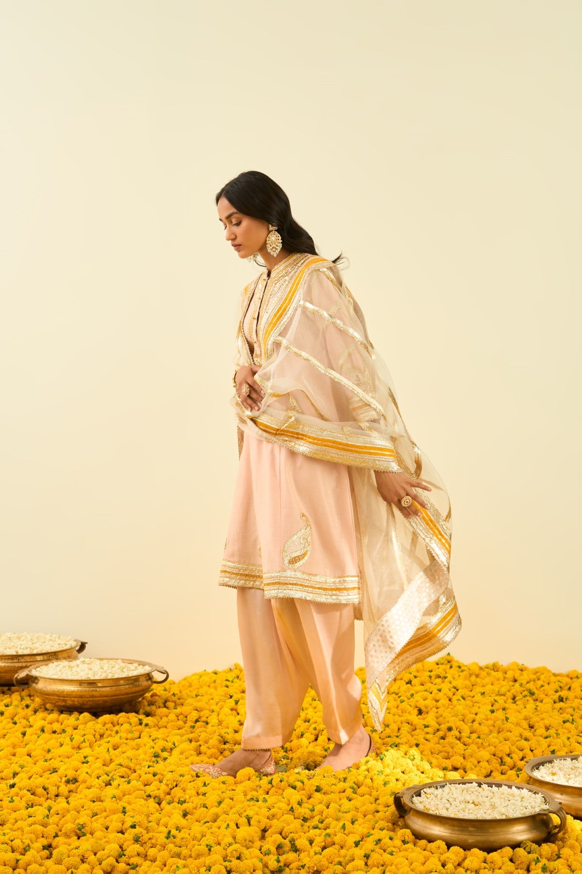 Sadiyah- Rosepink  Princess Cut Kurta with Salwar and Dupatta