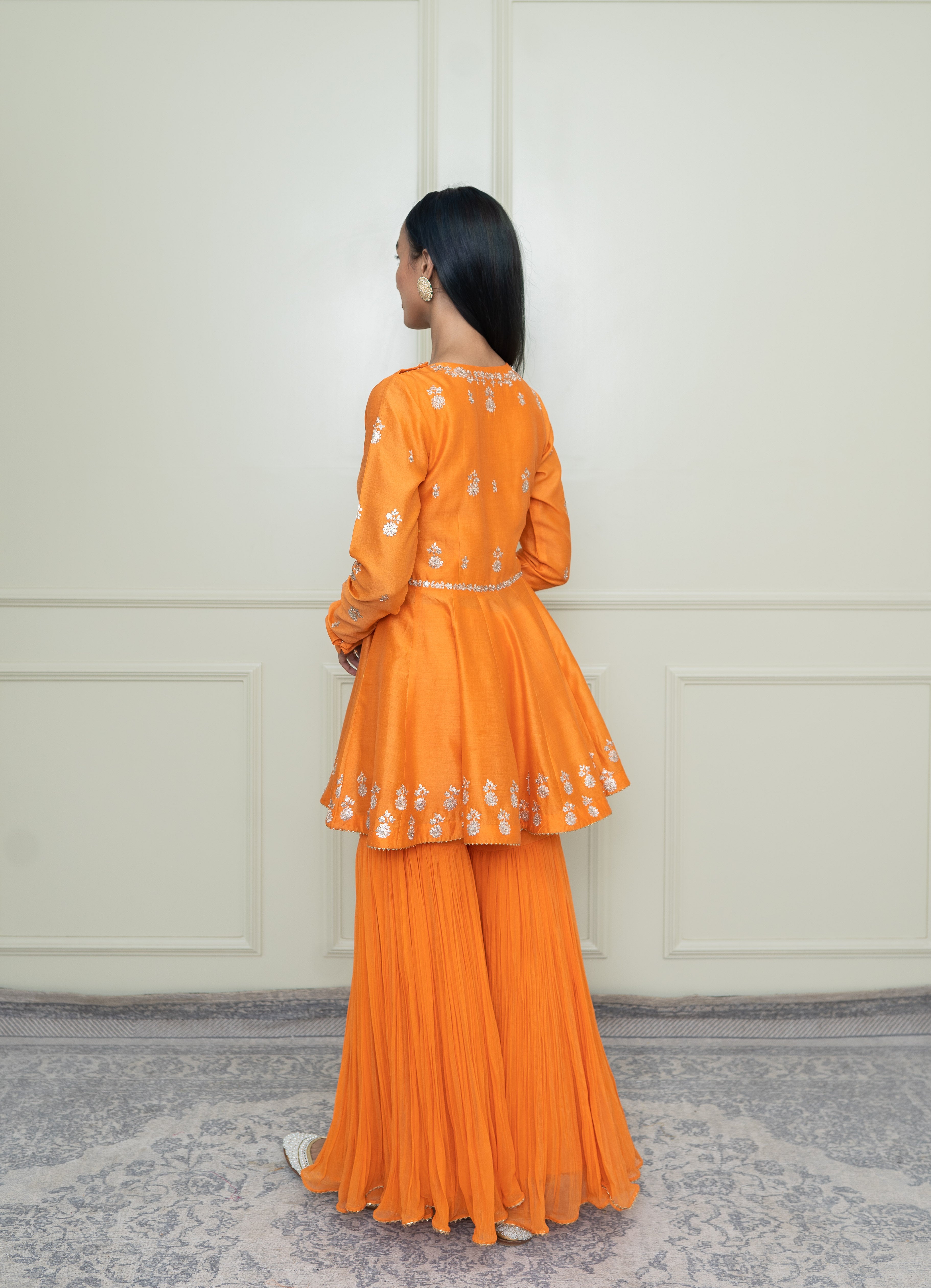 Shahana-Pumpkin Orange Georgette Gharara Set