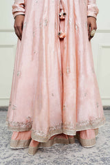 Taarini-Pearl Pink Tilla Embroidered Anarkali Set